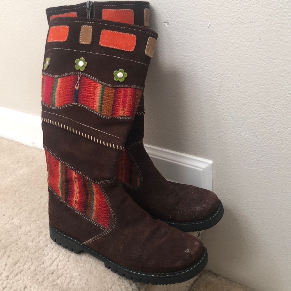 Patchwork boots suede